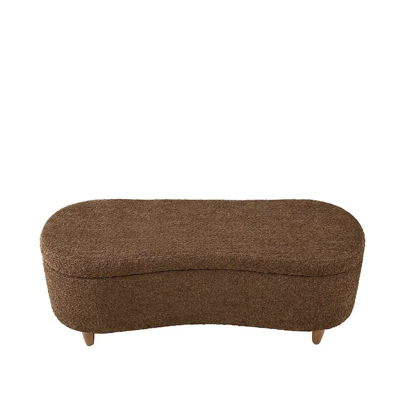Banc de rangement capitonné en tissu bouclé avec couvercle – Vert / Crème / Chocolat / Taupe