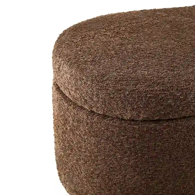 Banc de rangement capitonné en tissu bouclé avec couvercle – Vert / Crème / Chocolat / Taupe