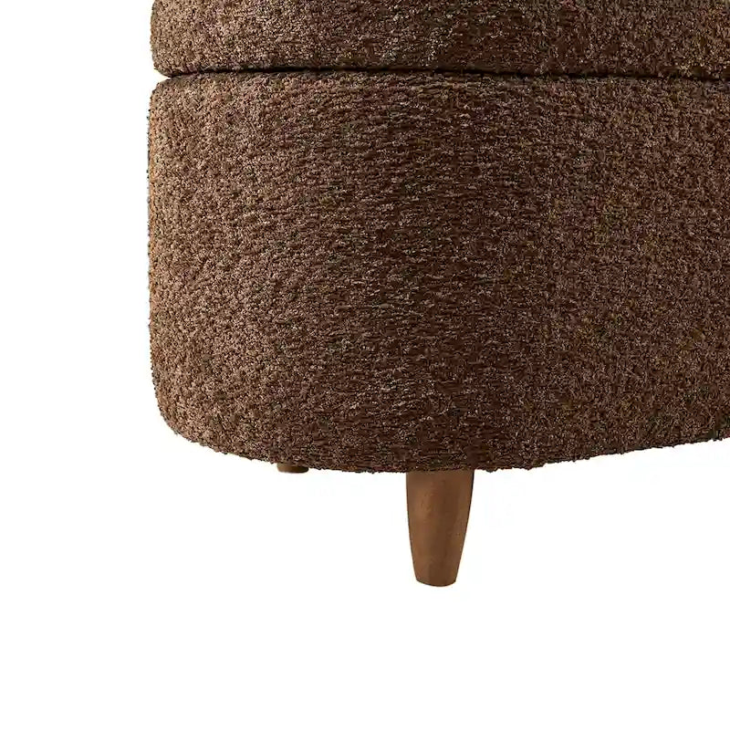 Banc de rangement capitonné en tissu bouclé avec couvercle – Vert / Crème / Chocolat / Taupe