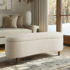 Banc de rangement capitonné en tissu bouclé avec couvercle – Vert / Crème / Chocolat / Taupe