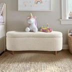 Banc de rangement capitonné en tissu bouclé avec couvercle – Vert / Crème / Chocolat / Taupe