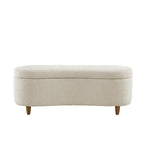 Banc de rangement capitonné en tissu bouclé avec couvercle – Vert / Crème / Chocolat / Taupe