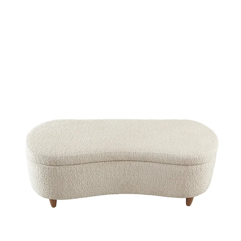 Banc de rangement capitonné en tissu bouclé avec couvercle – Vert / Crème / Chocolat / Taupe