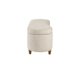 Banc de rangement capitonné en tissu bouclé avec couvercle – Vert / Crème / Chocolat / Taupe