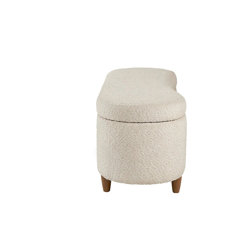 Banc de rangement capitonné en tissu bouclé avec couvercle – Vert / Crème / Chocolat / Taupe