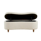 Banc de rangement capitonné en tissu bouclé avec couvercle – Vert / Crème / Chocolat / Taupe