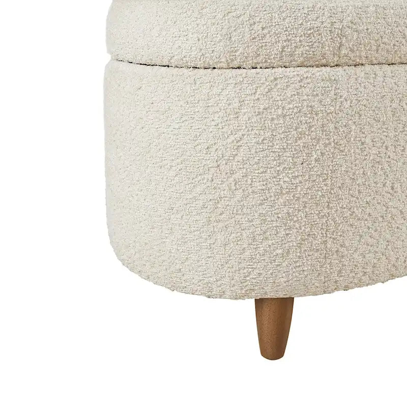 Banc de rangement capitonné en tissu bouclé avec couvercle – Vert / Crème / Chocolat / Taupe