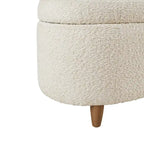 Banc de rangement capitonné en tissu bouclé avec couvercle – Vert / Crème / Chocolat / Taupe