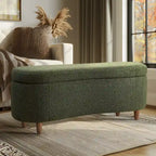 Banc de rangement capitonné en tissu bouclé avec couvercle – Vert / Crème / Chocolat / Taupe