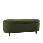 Banc de rangement capitonné en tissu bouclé avec couvercle – Vert / Crème / Chocolat / Taupe