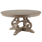 Table à manger ronde traditionnelle grise – 6 places