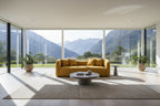 Canapé bouclé Hanar Mid Century Modern de luxe à dossier incurvé et ajusté