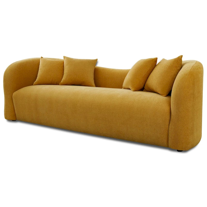 Canapé bouclé Hanar Mid Century Modern de luxe à dossier incurvé et ajusté