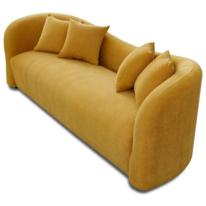 Canapé bouclé Hanar Mid Century Modern de luxe à dossier incurvé et ajusté