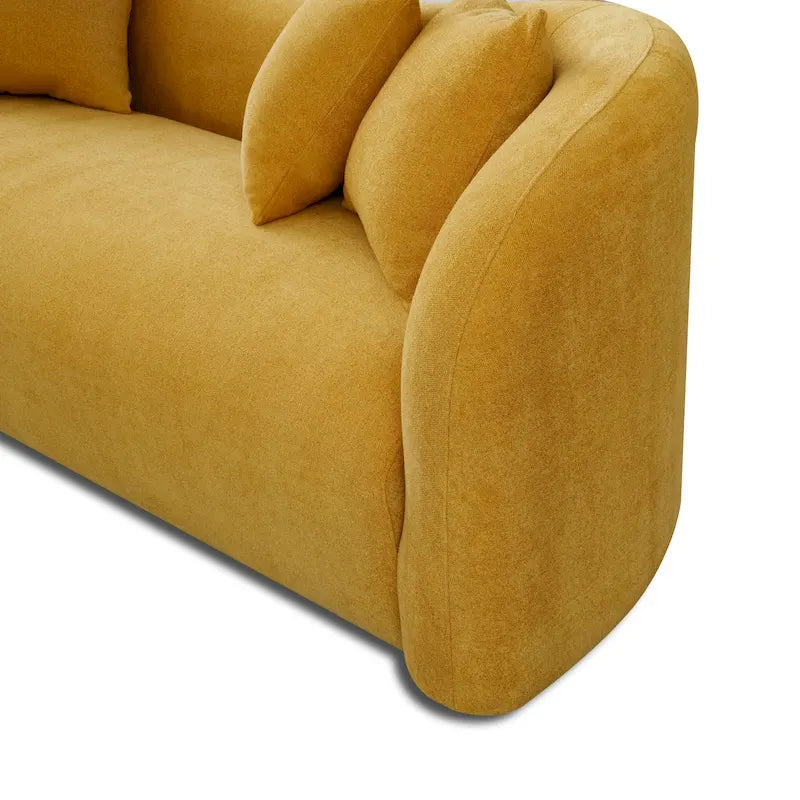 Canapé bouclé Hanar Mid Century Modern de luxe à dossier incurvé et ajusté