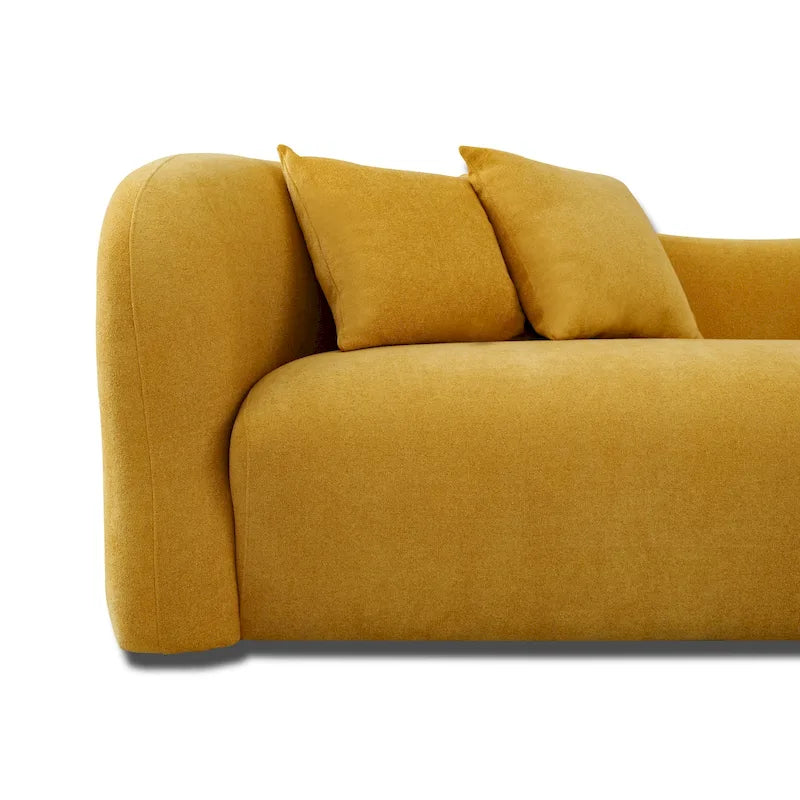 Canapé bouclé Hanar Mid Century Modern de luxe à dossier incurvé et ajusté