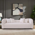 Canapé bouclé Hanar Mid Century Modern de luxe à dossier incurvé et ajusté