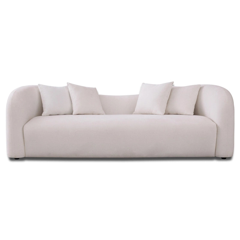 Canapé bouclé Hanar Mid Century Modern de luxe à dossier incurvé et ajusté