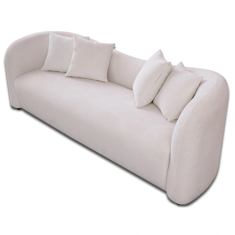Canapé bouclé Hanar Mid Century Modern de luxe à dossier incurvé et ajusté