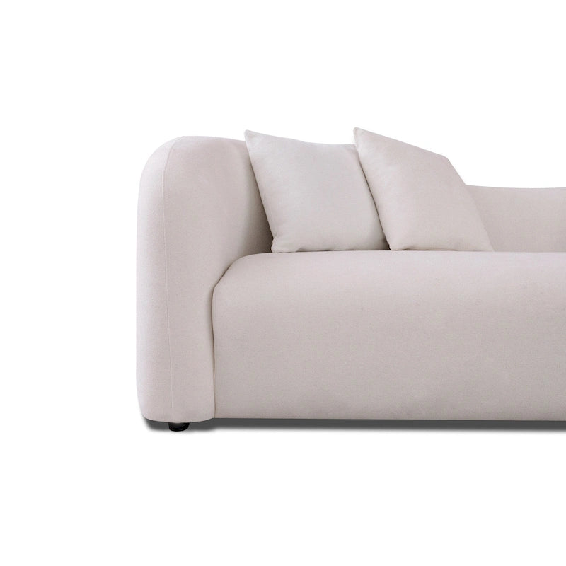 Canapé bouclé Hanar Mid Century Modern de luxe à dossier incurvé et ajusté