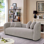 Canapé bouclé Hanar Mid Century Modern de luxe à dossier incurvé et ajusté