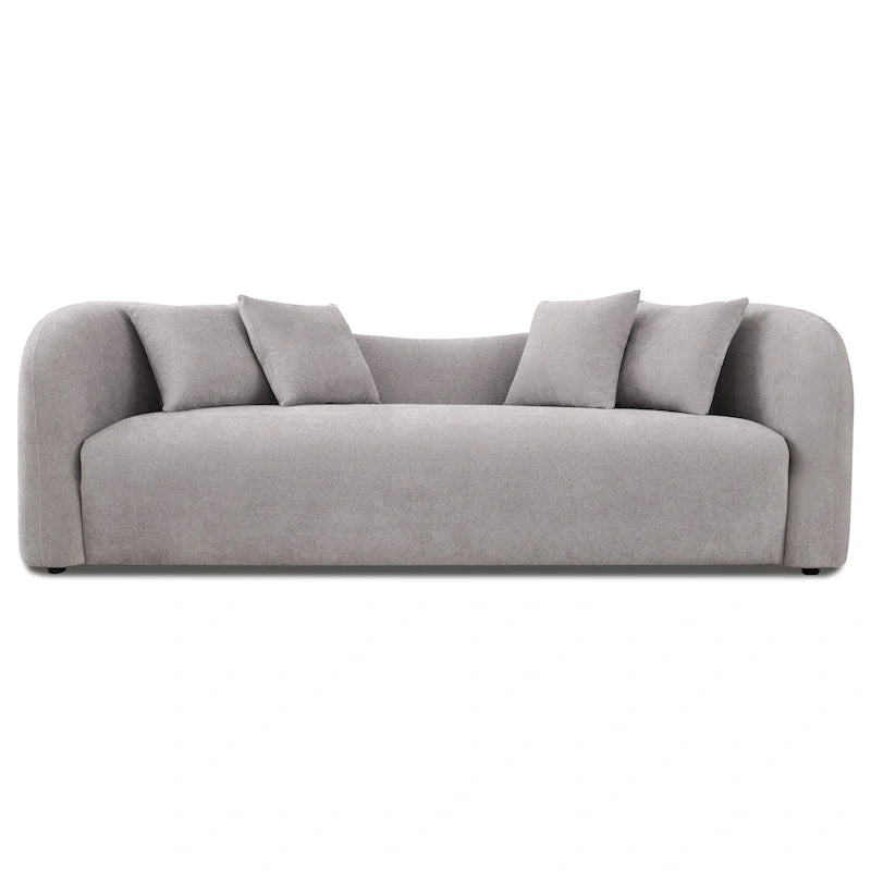 Canapé bouclé Hanar Mid Century Modern de luxe à dossier incurvé et ajusté