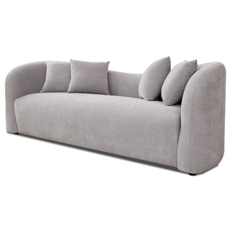 Canapé bouclé Hanar Mid Century Modern de luxe à dossier incurvé et ajusté