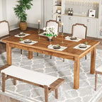 Table à manger en bois de 180 cm pour 6 à 8 personnes avec pieds épais en bois massif
