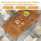 Table à manger en bois de 180 cm pour 6 à 8 personnes avec pieds épais en bois massif