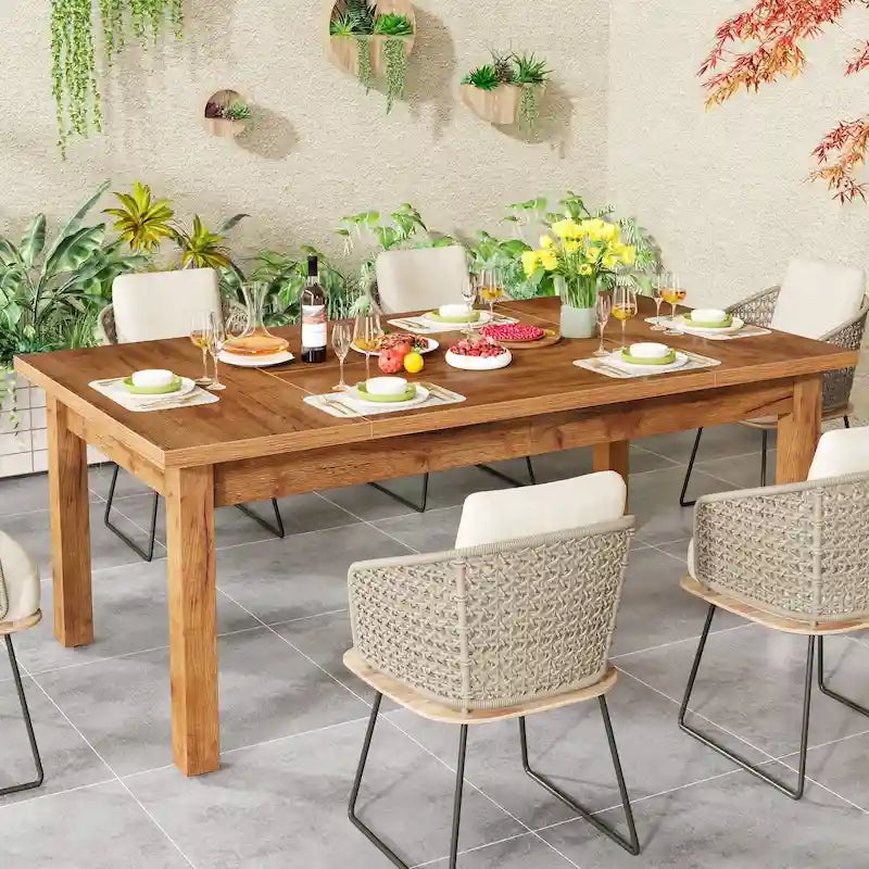 Table à manger en bois de 180 cm pour 6 à 8 personnes avec pieds épais en bois massif
