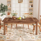 Table à manger en bois de 180 cm pour 6 à 8 personnes avec pieds épais en bois massif