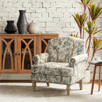 Fauteuil d'appoint clouté gris / Ferme – Une place, pieds en bois