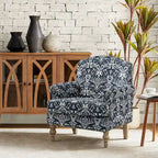 Fauteuil d'appoint clouté gris / Ferme – Une place, pieds en bois