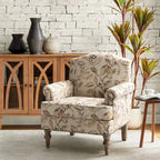 Fauteuil d'appoint clouté gris / Ferme – Une place, pieds en bois