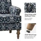 Fauteuil d'appoint clouté gris / Ferme – Une place, pieds en bois