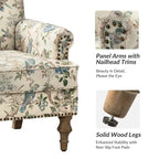 Fauteuil d'appoint clouté gris / Ferme – Une place, pieds en bois