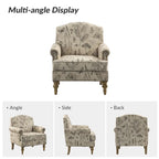 Fauteuil d'appoint clouté gris / Ferme – Une place, pieds en bois