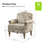 Fauteuil d'appoint clouté gris / Ferme – Une place, pieds en bois