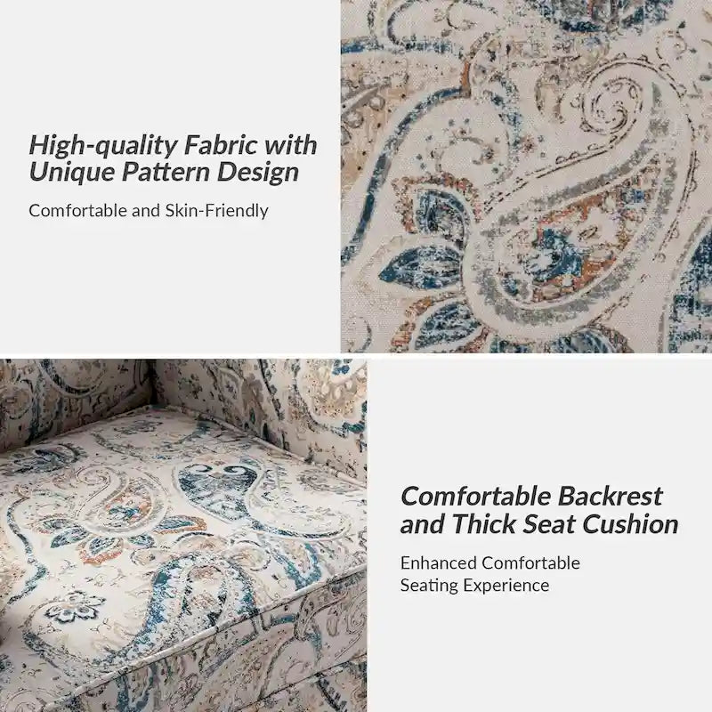 Fauteuil d'appoint clouté gris / Ferme – Une place, pieds en bois