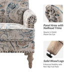 Fauteuil d'appoint clouté gris / Ferme – Une place, pieds en bois