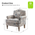 Fauteuil d'appoint clouté gris / Ferme – Une place, pieds en bois