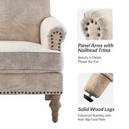 Fauteuil d'appoint clouté gris / Ferme – Une place, pieds en bois