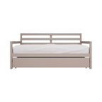 Lit de repos double multicolore avec tiroir gigogne, bois d'hévéa