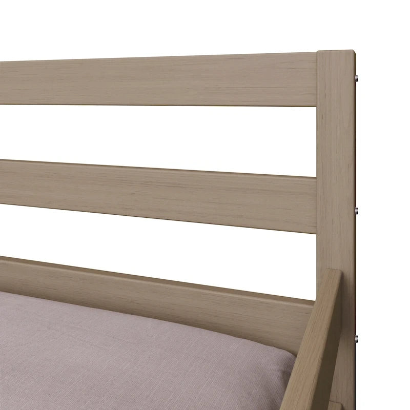 Lit de repos double multicolore avec tiroir gigogne, bois d'hévéa