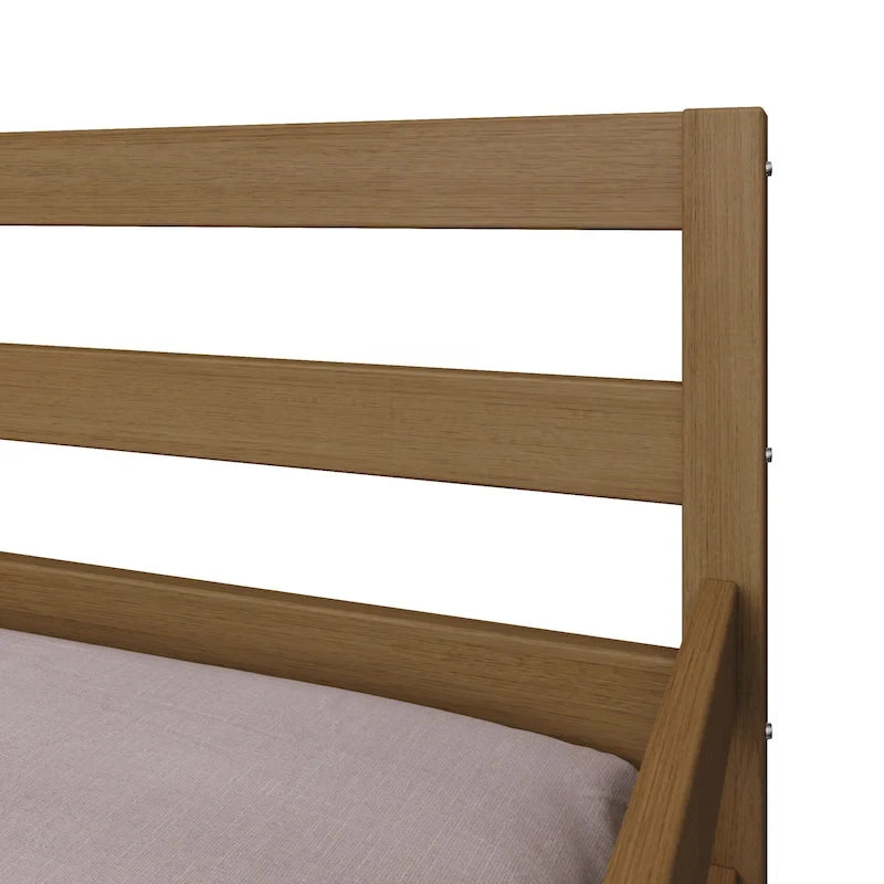 Lit de repos double multicolore avec tiroir gigogne, bois d'hévéa