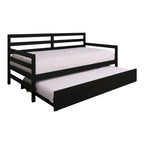 Lit de repos double multicolore avec tiroir gigogne, bois d'hévéa