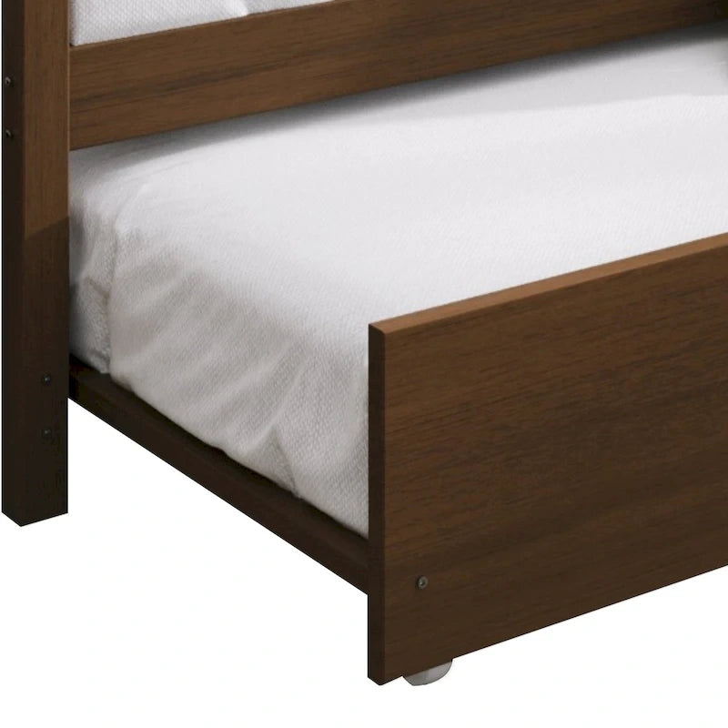 Lit de repos double multicolore avec tiroir gigogne, bois d'hévéa