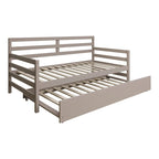Lit de repos double multicolore avec tiroir gigogne, bois d'hévéa