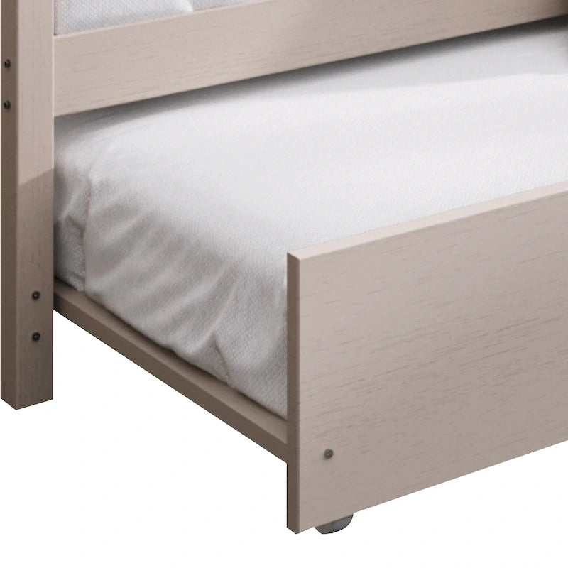 Lit de repos double multicolore avec tiroir gigogne, bois d'hévéa