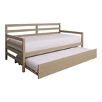 Lit de repos double multicolore avec tiroir gigogne, bois d'hévéa